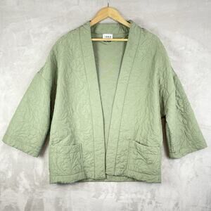 Berna Italia Quilted Cotton Kimono Jacket Small Italy Sage Green Lagenlook